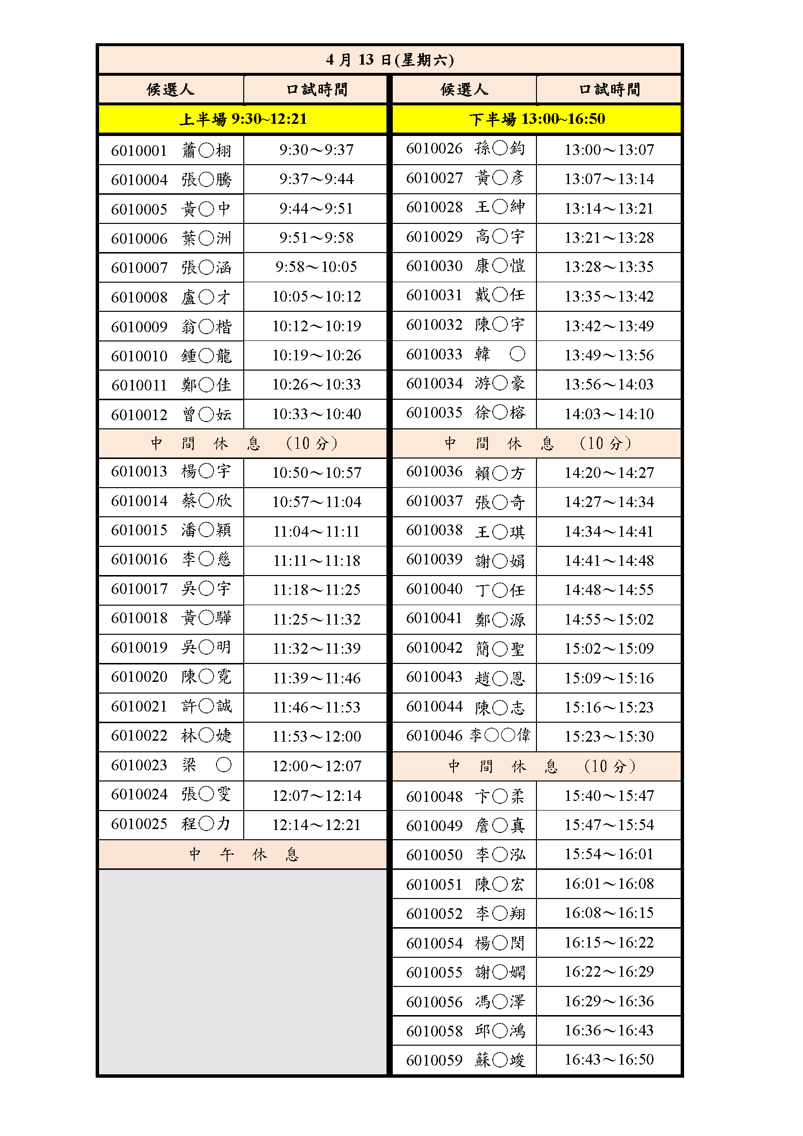 113口試時間表 - (公告)